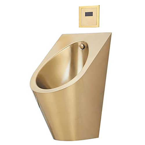 OTQEFTN 304 Stainless Steel Smart Drainage urinals,Wall-Mounted Men's urinals Gold Small Vertical Drainage Public Toilets,for Airports, Shopping Malls, Scenic Spots