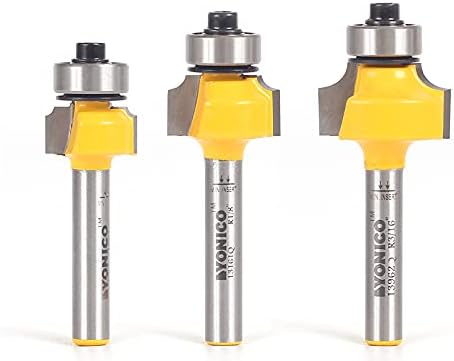 Yonico Roundover Router Bits Edge Forming 3 Bit Set 1/4-Inch Shank 13330q