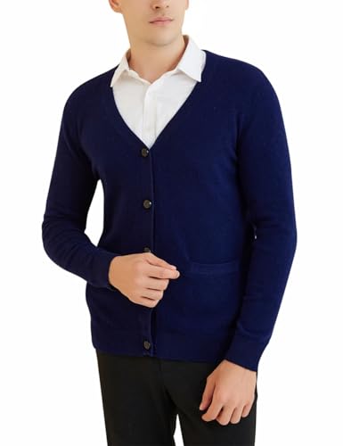 Men's Cardigan Sweaters Long Sleeve V-Neck Warm Soft Button Knitted Sweater2