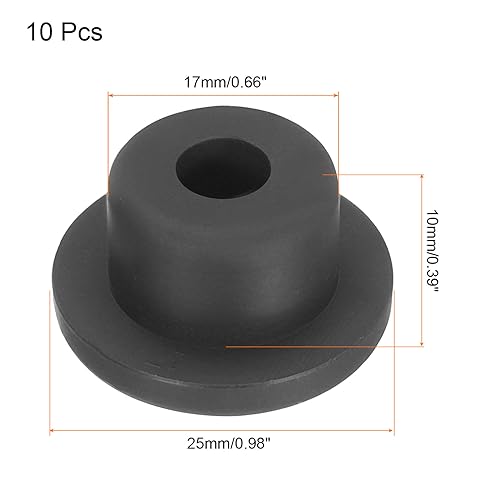 Image of UXCELL High Temp Silicone T-Shaped Rubber Stopper Plugs - Dia 17mm /0.66 inch, Black, Pack of 10 (OD 25mm) - Waterproof & Sealing Plugs for Powder Coating & Plating