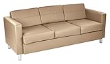 OSP Home Furnishings Ave Six Pacific Sofa with Padded Box Spring Seats and Silver Metal Legs, Dillon...