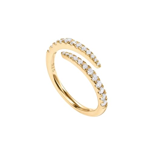 PAVOI 14K Gold Plated Cubic Zirconia Open Twist Eternity Band for Women