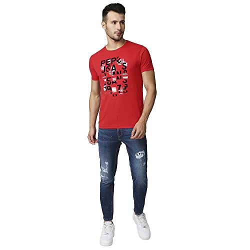 Image of Pepe Jeans Men's Cotton Fitted Crew Neck Printed T-Shirt
