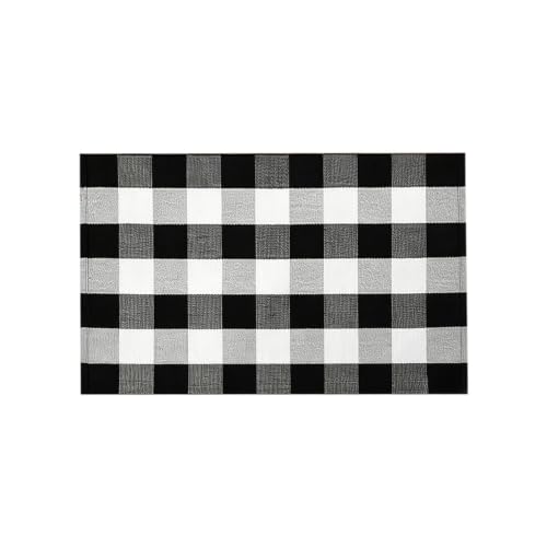 Thanksgiving Plaid Front Door Mat Outside Entrance Outdoor Doormats,Black - image 3