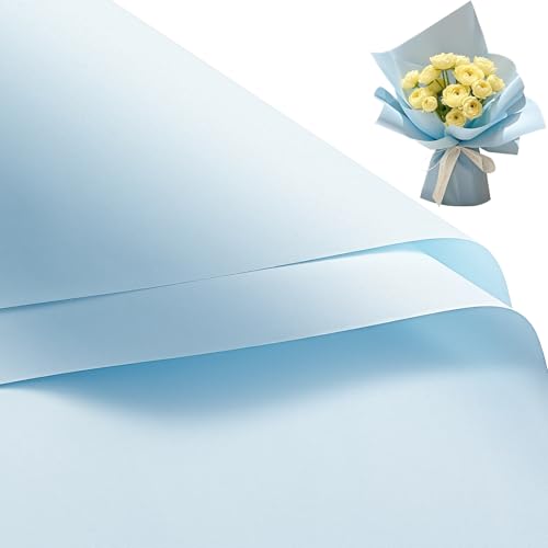 RUSPEPA 20 Sheets Flower Wrapping Paper Waterproof Floral Bouquet Wrapping Paper Florist Supplies Packaging for Birthday Party Wedding and DIY Crafts - Blue