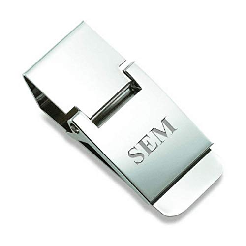 Executive Gift Shoppe | Polished Silver Custom Engraved Hinged Money Clip
