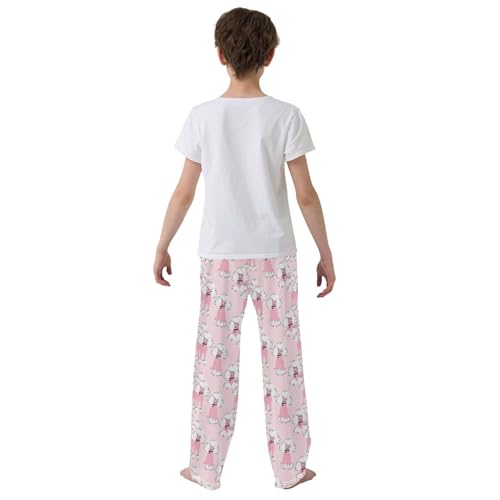 ZZXXB Pink Poodle Boys Long Pants Soft Trousers Elastic Waist Kids Lounge Bottoms with Pockets S-XL3