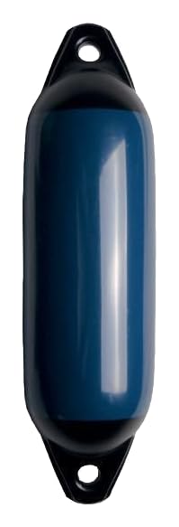 Seilflechter - Aufblasbarer Fender 120 x 450 mm in Navyblau, Langfender mit 2 Augen, für Boot & Yacht