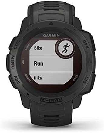 Garmin Instinct Solar, Solar-Powered Rugged Outdoor Smartwatch, Built-in Sports Apps and Health Monitoring, Graphite (Renewed)
