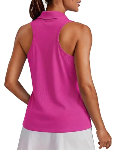 Image of PINSPARK Womens Golf Shirt UPF 50+ Sleeveless Collared Shirts Quick Dry Tennis Polo V-Neck Racerback Athletic Workout Tank