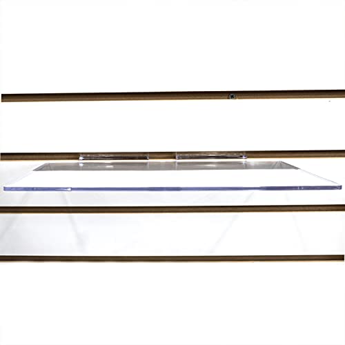 Store Fixtures Direct Large Clear Acrylic Slatwall Shoe Shelf, 6" D X 12" L Flat Plastic Display Shelf Made With .16" Thick Styrene, 2 Pack #TOP3