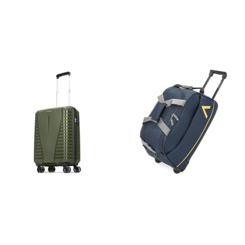 Image of Aristocrat Airpro Cabin (Small Size) Hard Case Trolley Bag, 8 Wheels, Polypropylene Case Luggage, + Cadet Polyester 52 cms Blue Travel Duffle (Cadet)