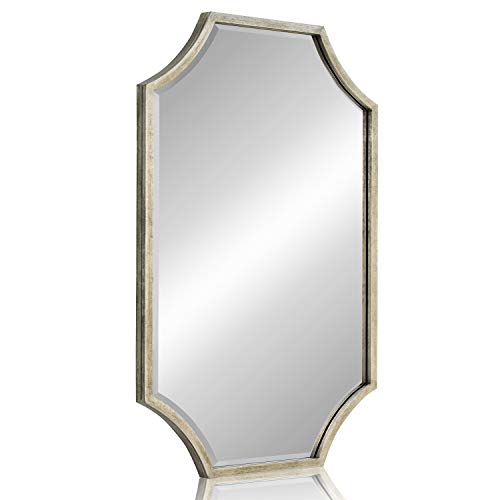 Large Decorative Mirror for Wall - Metal Framed Wall Mirror with 1 inch Bevel for Living Room, Bedroom & Bathroom (Antique Silver, 24x36)