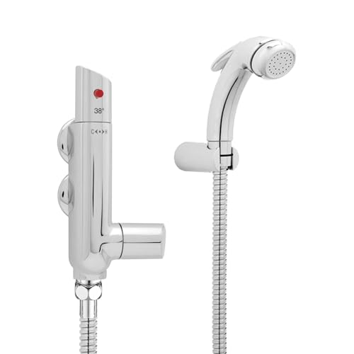 Deva Bidet Douche Shattaf & Thermostatic Shower Valve Kit Hose & Spray Head - Chrome