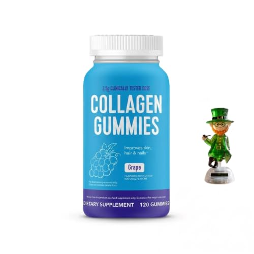 Infima Collagen Gummies Grape Flavor 2.5g Clinically-Tested Collagen for Hair Skin Nails 120 Count with Leprechaun Solar Pal