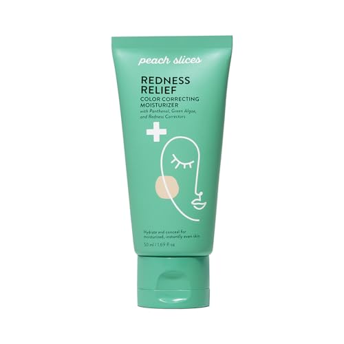 Peach Slices - Redness Relief Color Correcting Moisturizer (1.69 oz) - Hydrate & Conceal - Visibly Reduce Redness & Irritation - Panthenol, Cica, Algae - Vegan, Cruelty Free, Korean Skin Care & Beauty
