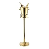 Stainless Steel Standing Ice Bucket, Champagne Ice Bucket with Stand Ice Cube Container with Round Carrying Handles 5L Gold Champagne Holder Stand for Parties KTV Pubs Clubs