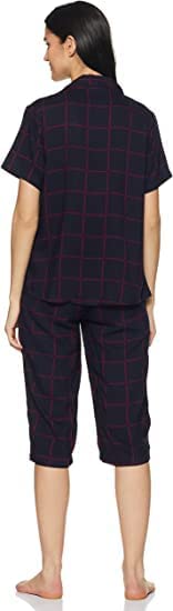 Image of Longies Women's Rayon Pyjama Night Suit Regular Capri Set ((LGRCSSY011 Purple XXLarge) 2XL)