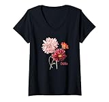 Photo Gallery donna camicia dahlia flower beautiful botanical flower maglietta con collo a v Photo Gallery donna camicia dahlia flower beautiful botanical flower maglietta con collo a v