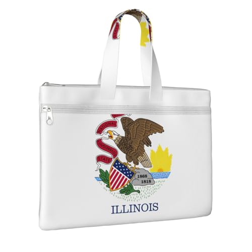Illinois State Flag Canvas Document Bag Briefcase For Professionals And Executives2