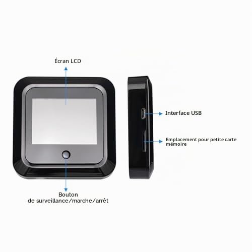 Judas de Porte Numérique, Caméra Judas de Porte, écran TFT LCD HD 2,4 Pouces, Caméra 0,3 MP, Judas Grand Angle de 95 Degrés, Judas de Porte pour Maison et Appartement