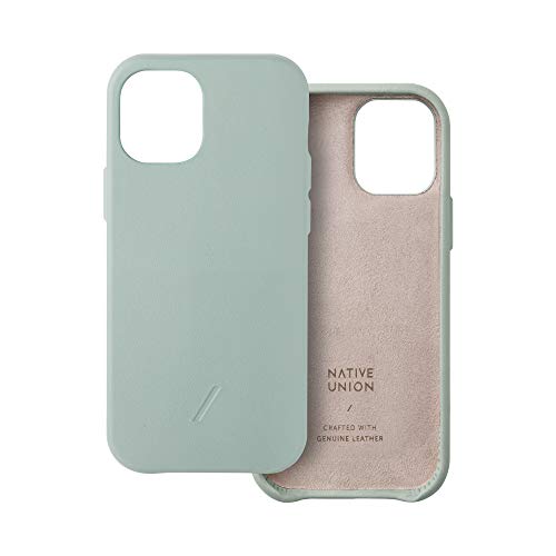 Native Union Clic Classic Case – Fully-Wrapped Genuine Italian Leather Case – Minimal Design & Slim Form – Lightweight Everyday Protection – Compatible with iPhone 12 Mini (Sage)
