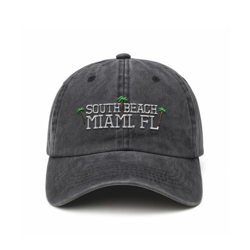 Soft Baseball Cap Embroidered Florida South Beach Miami Fl FLA. Floridian Sunshine Vintage Hats Washed Cotton Black Design Only