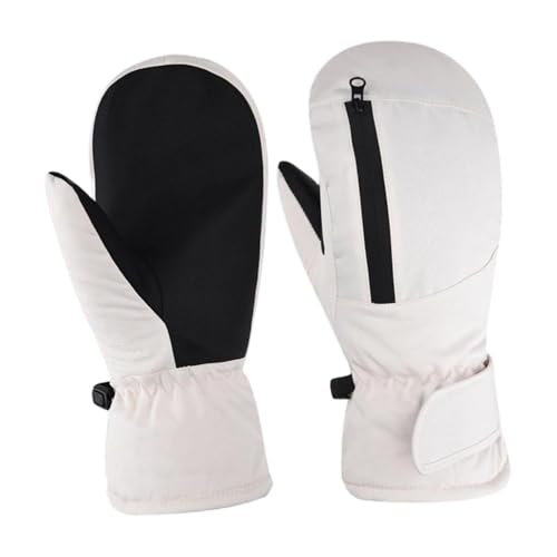 Aymzbd Winter Ski Mittens Cold Weather Skiing Equipment,Waterproof,Snow Mitts Ski Gloves for Snowmobiling Winter Sports Skating, White