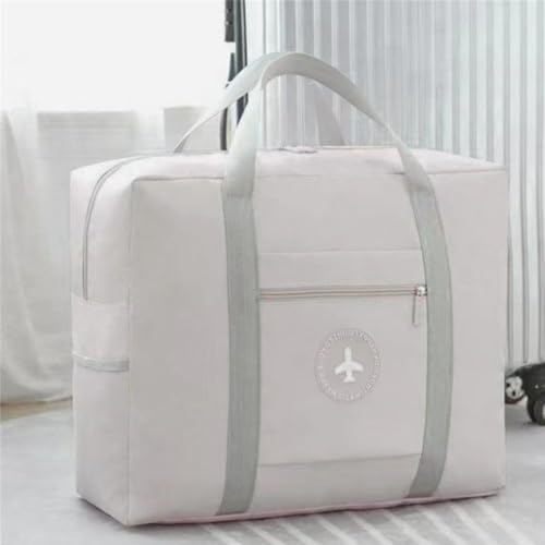 Image of CAVALO - Be Unique Travel Bags for Luggage Spacious with Pockets Foldable Weekender Zipper Duffle Bag, Stylish Handbag Carry on Trolley Bag Waterproof (44 x 18 x 35 cm) (Beige)