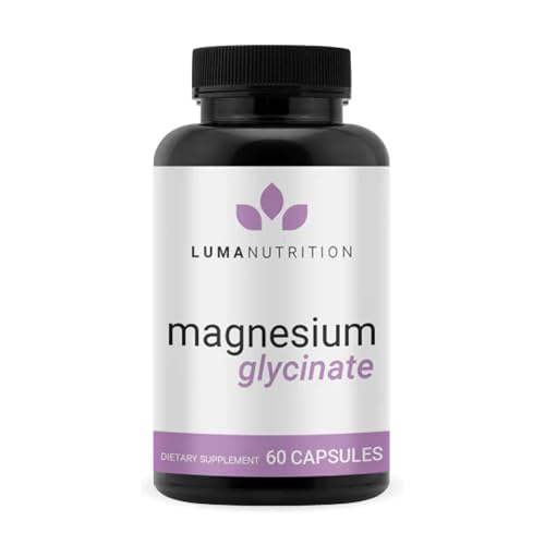 Luma Nutrition Magnesium Glycinate 1000mg – Support Stress, Sleep, Nerve & Muscle Health – 500mg Pure Magnesium Supplement Capsules – Chelated for High Absorption – 60 Veggie Capsules