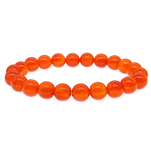 4-10mm Carnelian Crystal Bracelet - Natural Orange Carnelian Gemstone Bracelet for Women