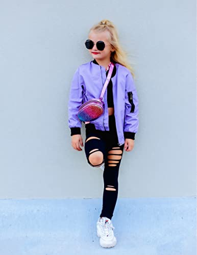 Arshiner Girls Bomber Jacket Casual Coat Zip Up Outerwear with Pockets for 4-12 Years2