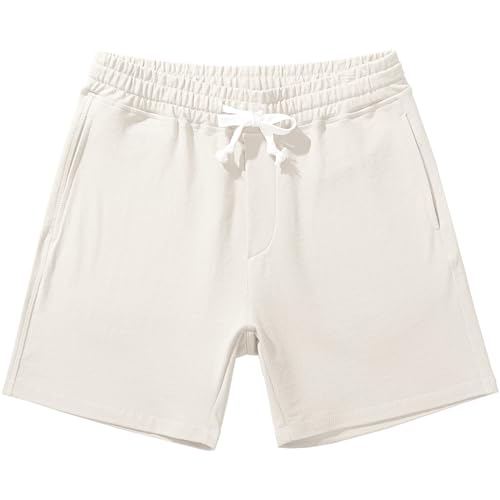 Short décontracté à taille élastique en coton blanc pour homme adepte de sport et running
