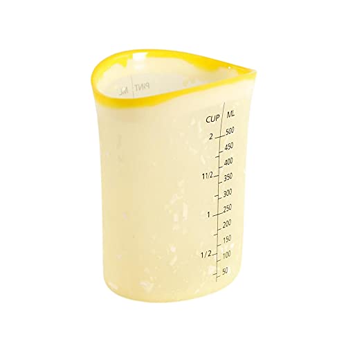 Charles Viancin - Lemon Flexible Silicone Measuring Cup - BPA-Free, Plastic Free, Food-Grade Silicone - Microwave and Dishwasher Safe - 500ml / 16oz / 2 Cups