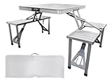 SHOPMALL Mesa Plegable Portátil Picnic Camping con 4 Asientos de Aluminio | Mesa Multiusos para Exterior Jardín Playa...