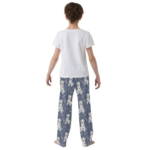 Boys' Pants Dalmatian Dog Leaves Blue Long Bottoms Jogger Pants Elastic Waist Trousers with Pockets S-XL3
