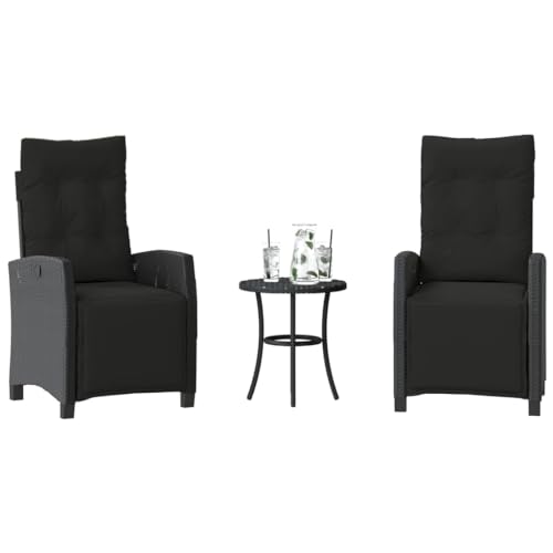 Ensemble de meuble de jardin résistant en polyrotin noir avec 2 chaises - 2