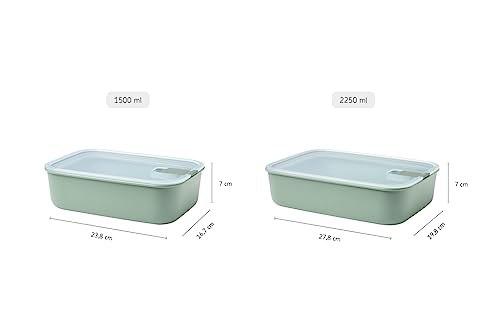 Mepal – Frischhaltedosen set 3-teilig EasyClip – Schüssel mit Deckel & Klickverschluss – Geeignet für Mikrowelle, Dampfgarer, Kühl- und Gefrierschrank – 2 x 700 ml + 1500 ml – Nordic sage