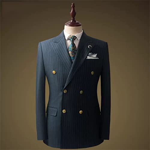 Suit Suit Male Spring and Wedding Groom Dress Suit Men's Body-Fitting Striped Professional Dress(Medium)2