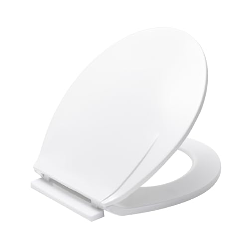 Lawazim Toilet Seat - Oval Plastic Toilet Cover with Bolts and Nuts Smooth Easy-Clean Hygienic Surface Comfortable Design - Ideal for Standard Toilets in Homes Offices Rentals & Shared Bathrooms