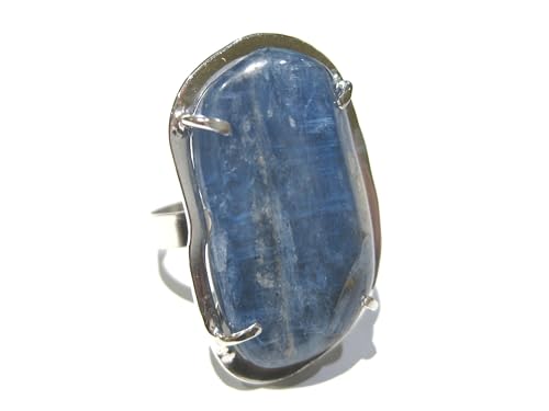 Bague Disthène bleu en argent 925 véritable pour femme éclat naturel