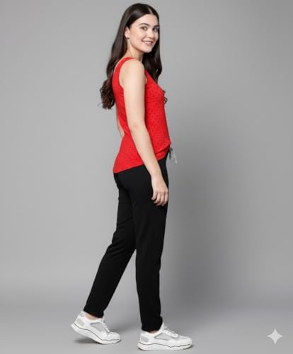Image of DIAZ Women's Tank Top and Lower Set for Women | Stylish Cotton Co-Ord Set | Sleeveless Top & Jogger Lower for Women |Comfortable Stretchable Fabric 2-Piece Combo Set|women co ord set