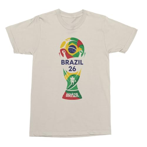 SWEET LEMONS Brazil 26 Trophy Graphic | Soccer Pride Fans Unisex T-Shirt (Natural, Medium)