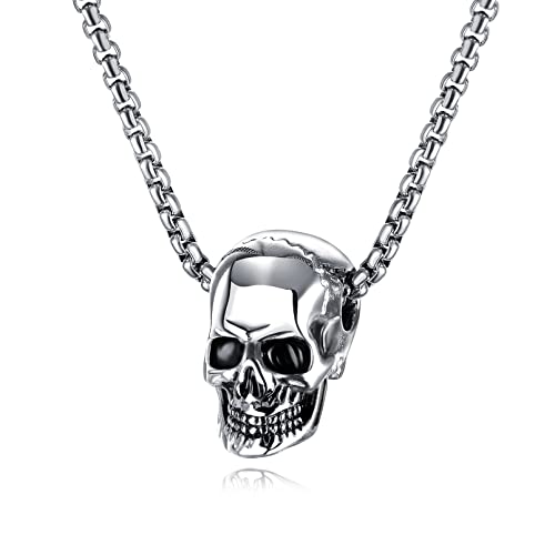 Punk Jewelry Stainless Steel Skull Pendant Cool Necklace