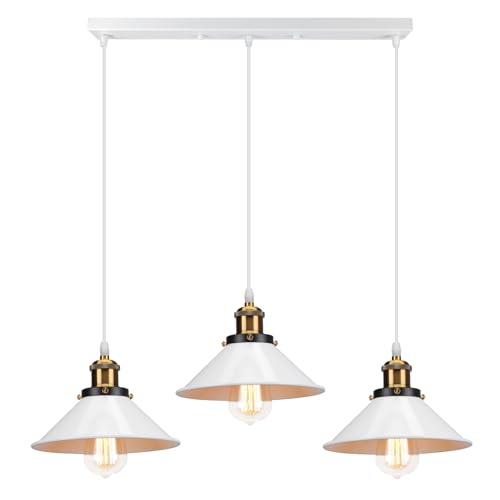 PETITES ECREVISSES Suspension Lustre Industrielle 3 Lampes Luminaire Plafonnier Vintage Lustre Abat-Jour Ø22 cm en Métal de douille E27 Lampe Rétro pour...