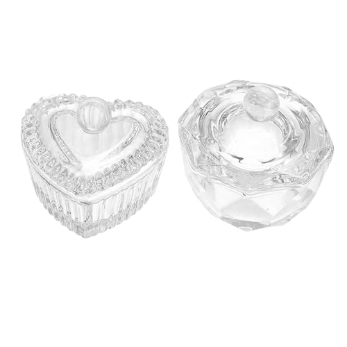 2 piezas de tazas de cristal para arte de uñas con tapa miniatura 1