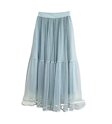 Jupe tutu longue tulle bleu à taille élastique pour toutes morphologies