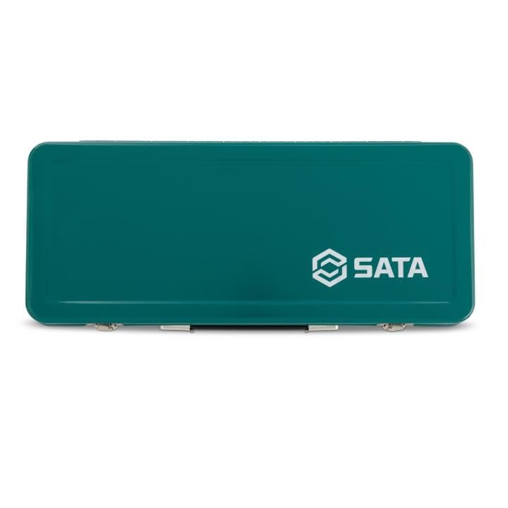 SATA ST09092ME-12 - Juego de llaves de carraca, caja de carraca de 1/2"/12,7 mm, sistema métrico de doce carraca, llave de vaso, llave de bujía y accesorios en maletín resistente, 25 piezas.