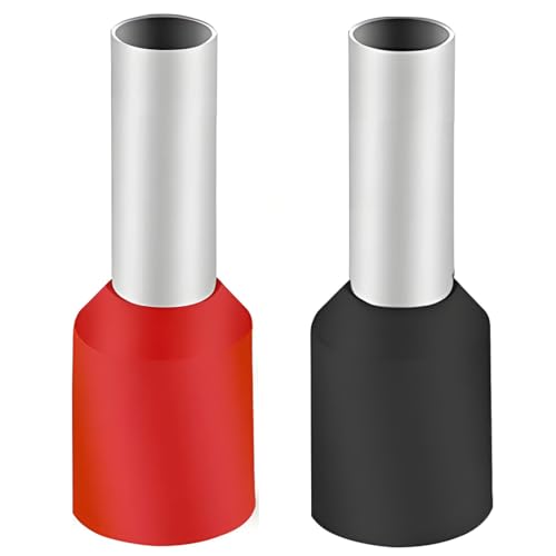 RockDIG 60 Piece 4 Gauge Copper Wire Ferrules Pin Terminal Connectors Pin Cord Ferrules Matte Tin Plated Red Black