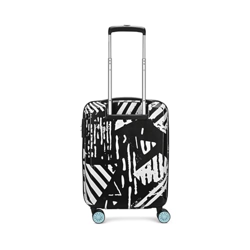 Image of Skybags Wanderlust Cabin Trolley Bag 55cm | Small | Hard Luggage | Printed 8-Wheel Suitcase | TSA Lock with Anti-Theft Zipper | Polycarbonate | 3 Years International Warranty - Unisex (Black-White)